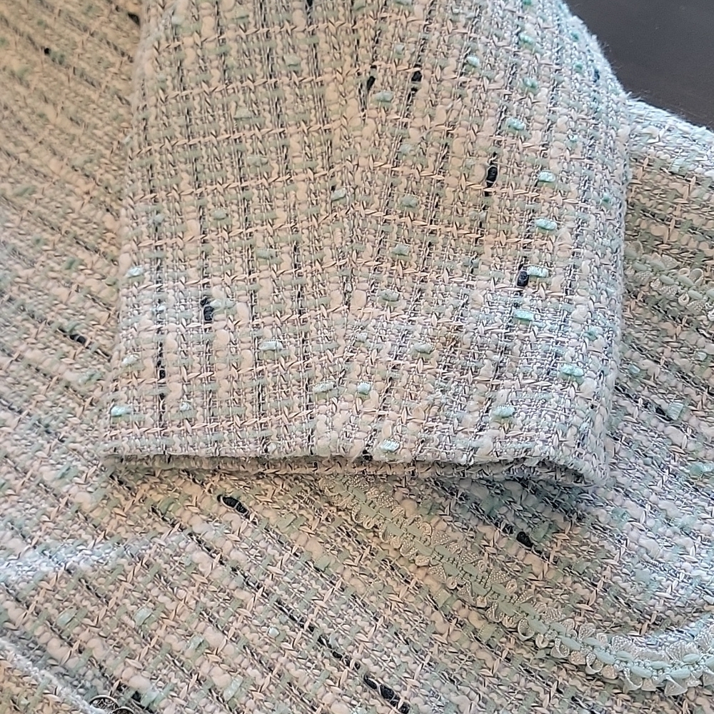Alfred Dunner Blue White Aqua Boucle Tweed Suit Blazer Jacket 14 Petite - Picture 14 of 15